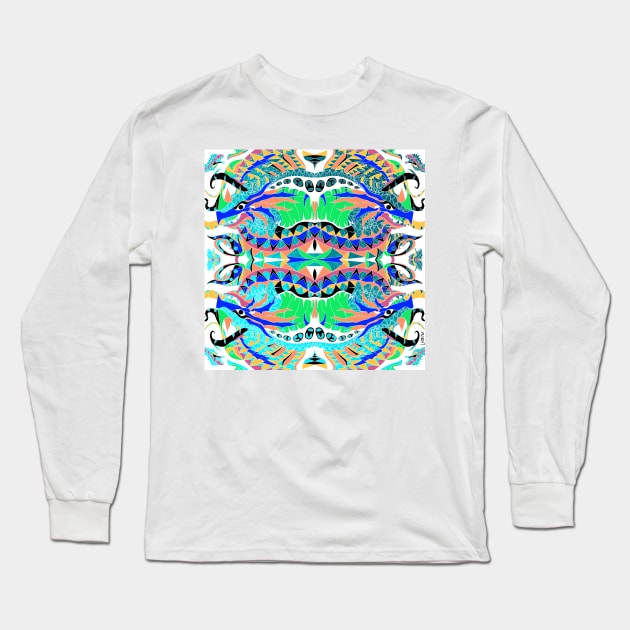 kaiju kraken zentangle in ecopop pattern in madness Long Sleeve T-Shirt by jorge_lebeau